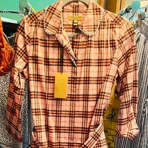 Burberry Lace Trim Pink Nova Check Dress